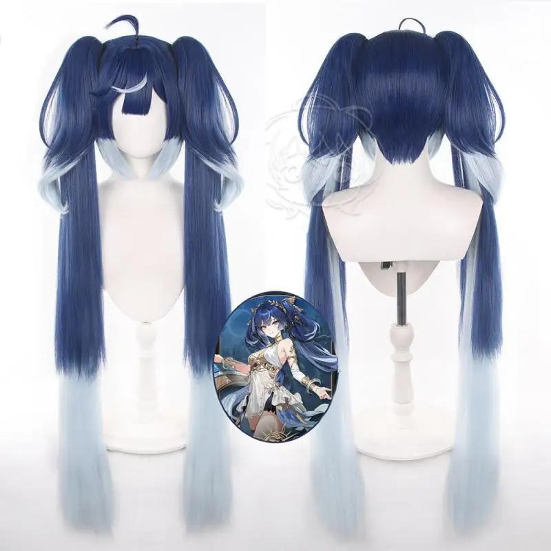 Anime Wuthering Waves Iuno Cosplay-Perücken, Cosplay-Kostüme, Kopfbedeckung, 105 cm lange, simulierende Kopfhaut, dicke, gemischte, bauschige Langhaar-Perücken – Detail 2