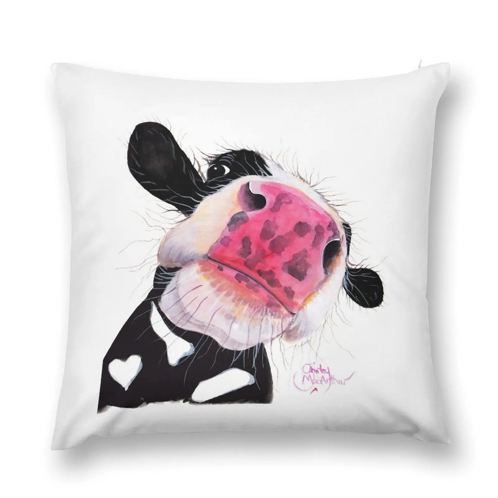 CoW PRiNT 'NOSEY NELLIE' BY SHIRLEY MACARTHUR Throw Pillow Couch Cushions christmas decorations for home 2025 pillow