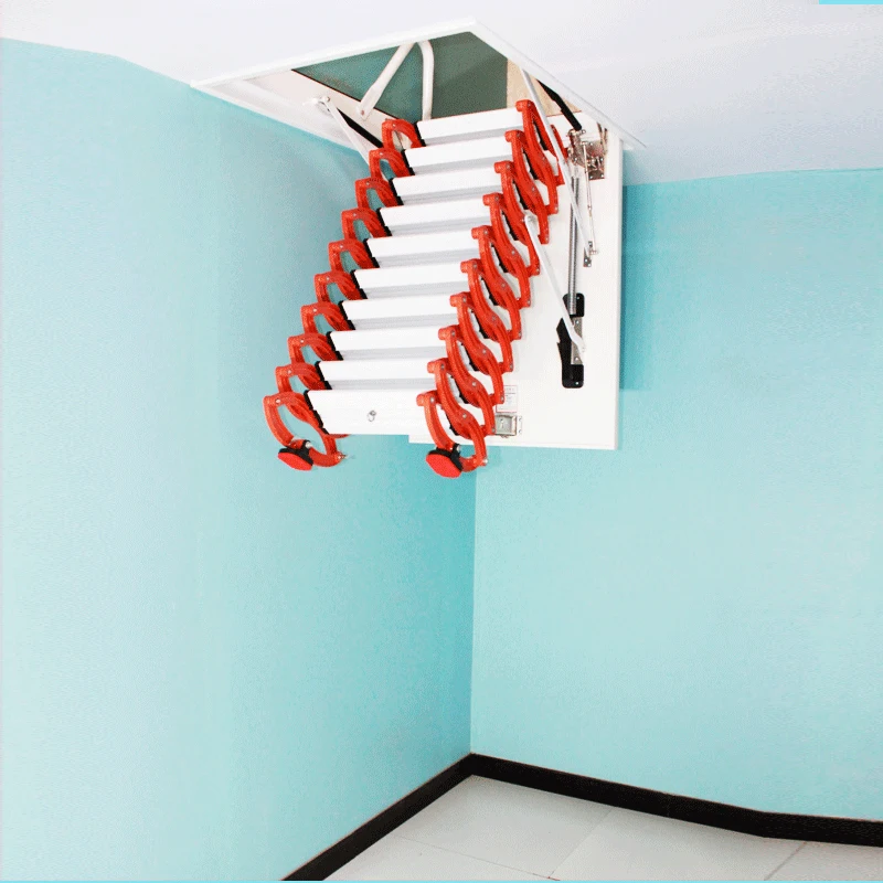 Household folding lift custom titanium magnesium alloy compound shrink hide room invisible stretching ladder