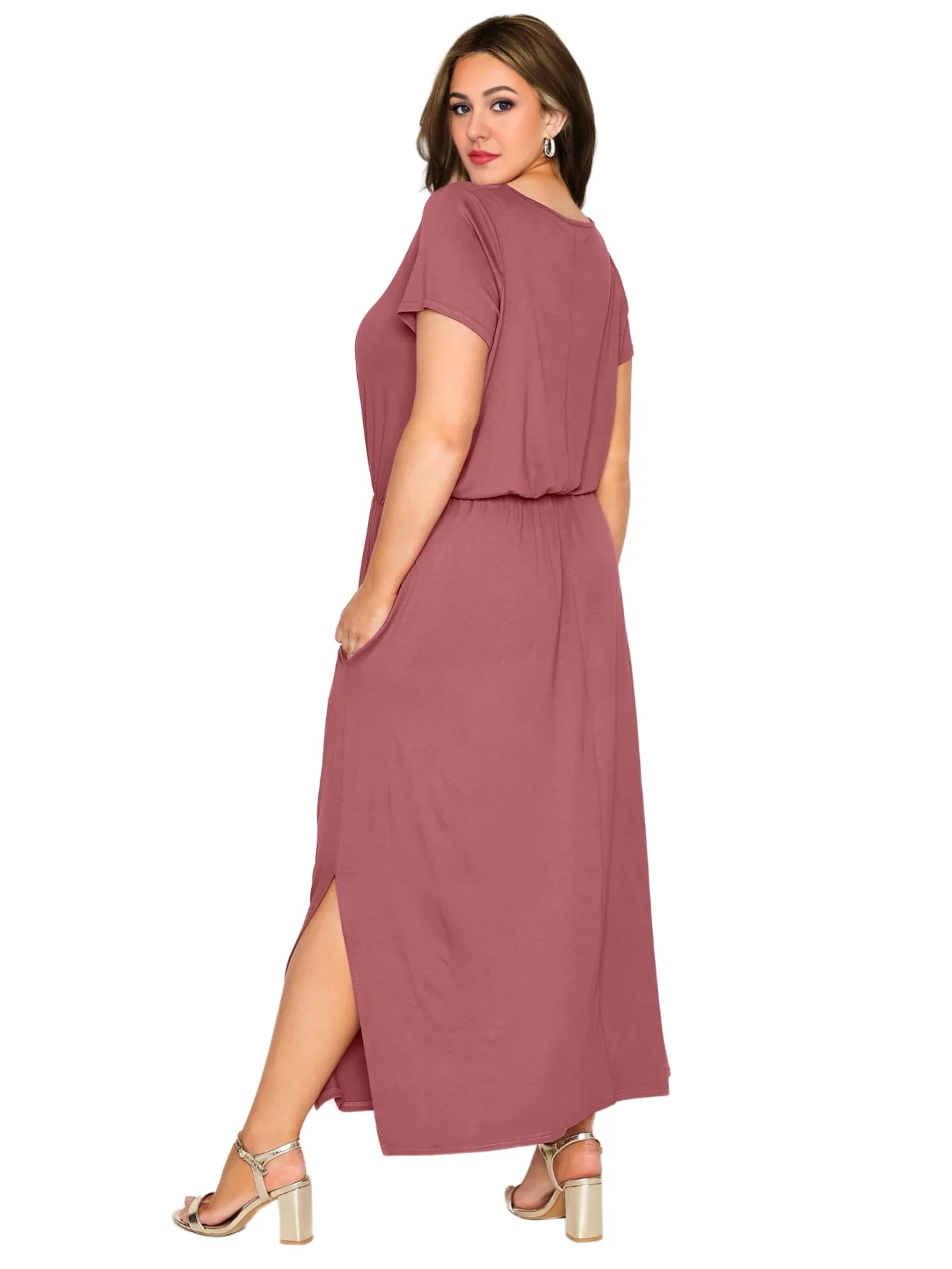 Robe longue fendue sur les côtés pour femmes, manches courtes, robe de soirée élégante, été, plage, week-end, grande taille, décontracté, 5XL