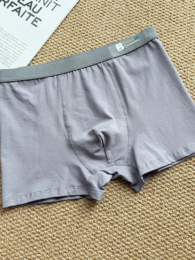 Five-Pack Men's Cotton Breathable Boxer Shorts Mid-Waist Large Size Comfortable Underwear Flat Angle Briefs Spring Season