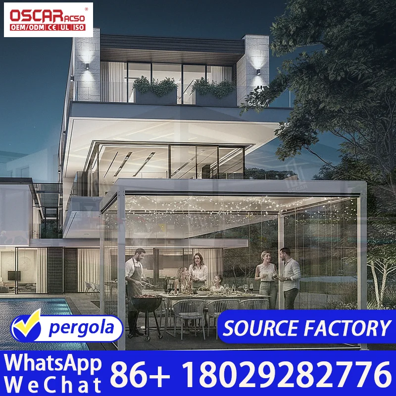 

Биоклиматическая алюминиевая система с открывающимися и закрывающимися ламелями для патио, беседок, садов, задних дворов, террас и пергол