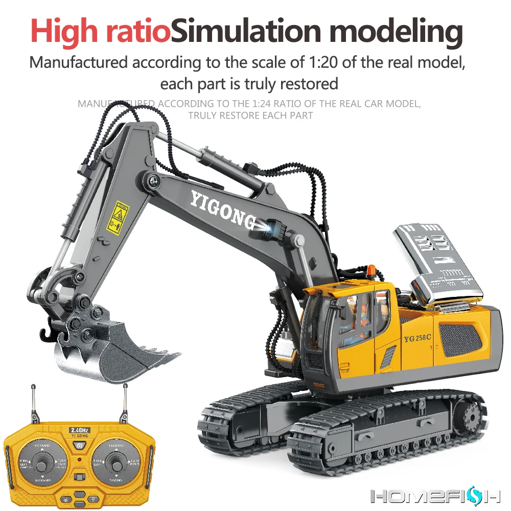 Escavadeira rc carro brinquedos de controle remoto carro brinquedos para meninos rádio controle escavadeira caminhão basculante bulldozer carro elétrico crianças brinquedos presente