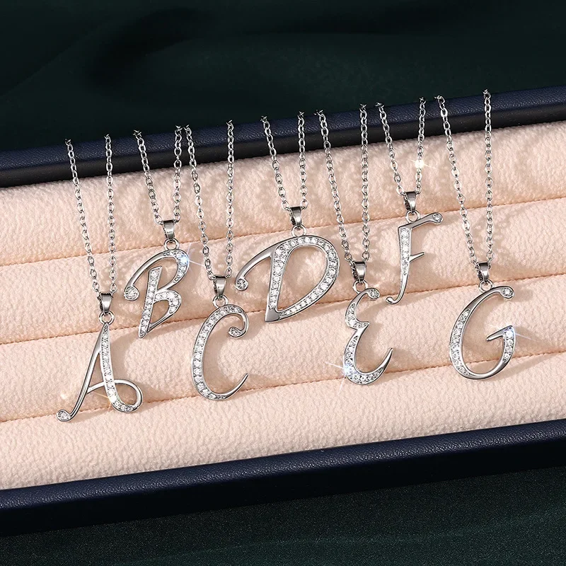 2026 New 26 Letter Zircon Necklace Design, Trendy English Pendant, Fashionable Temperament, High-end Personality, New Necklace