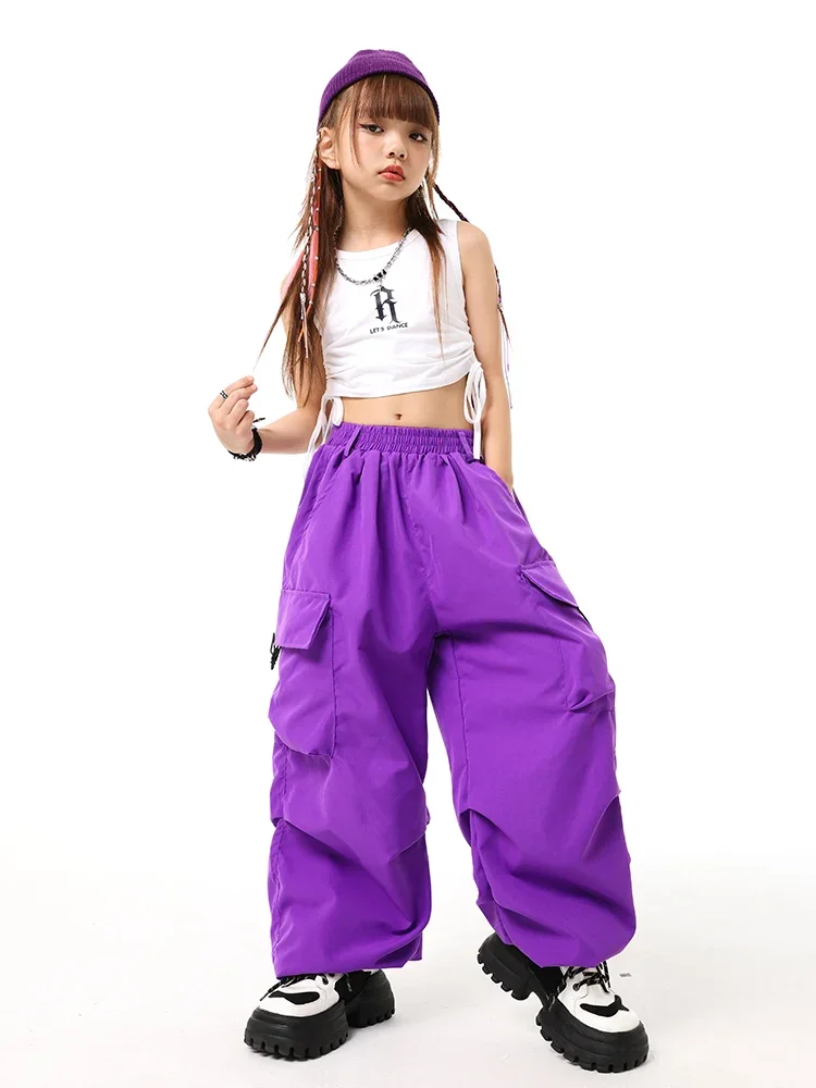 Hip Hop Street Dance Costume Kids Girls Jazz Dance Costume Children Stage Performance Clothing Sets Walking Competition Costume