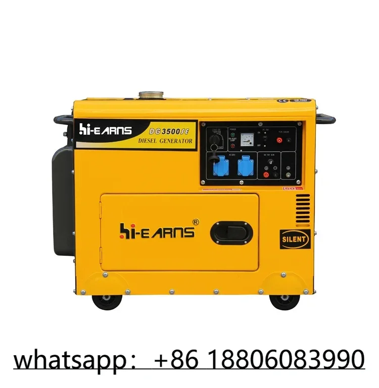 Hi-earns 3KW 5kw 6kw 7.5kw european socket 178F engine single phase three phase silent portable generator