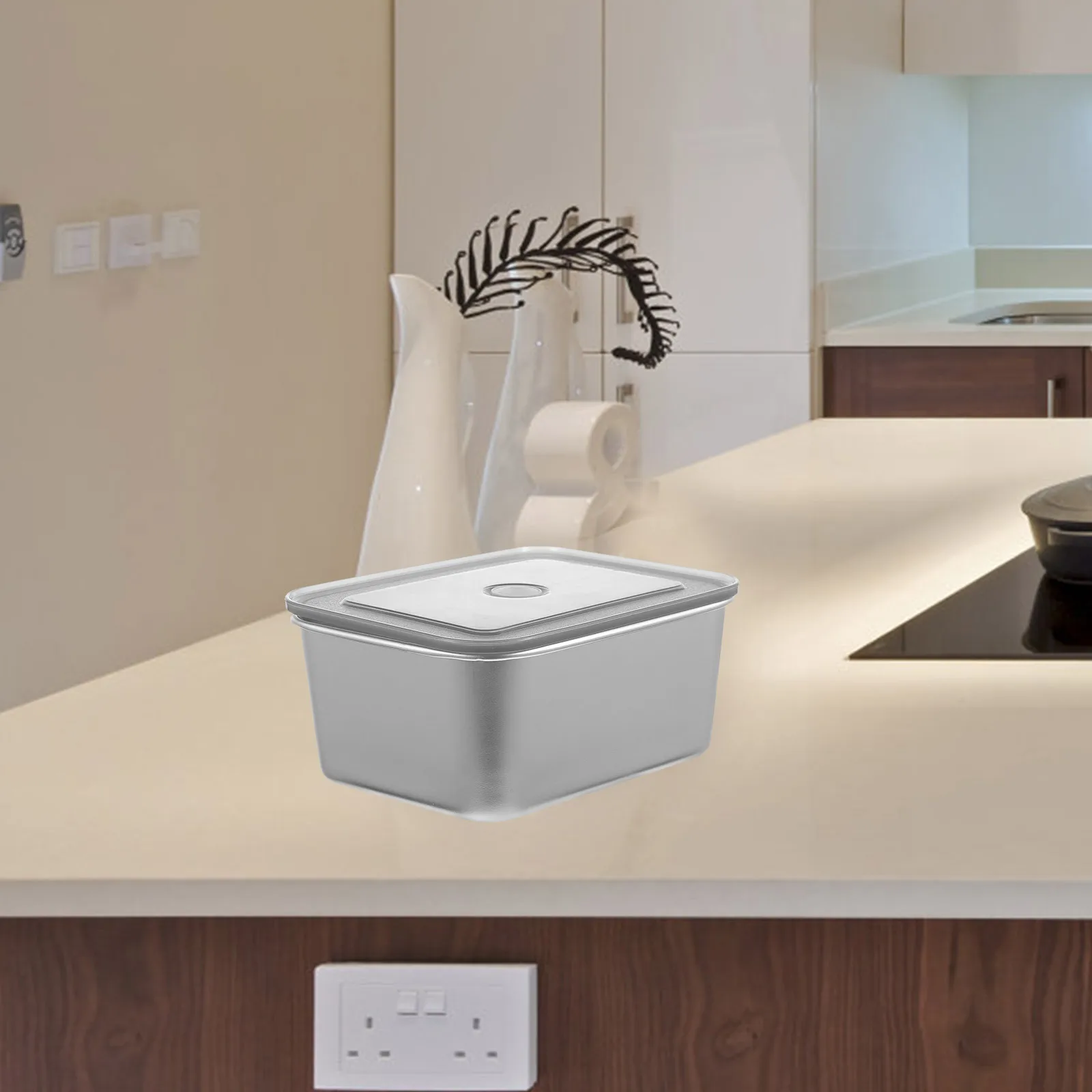 

Stainless -Keeping Box Silicone Food Container Heat Cold Resistant Fridge Organizer Preservation Case