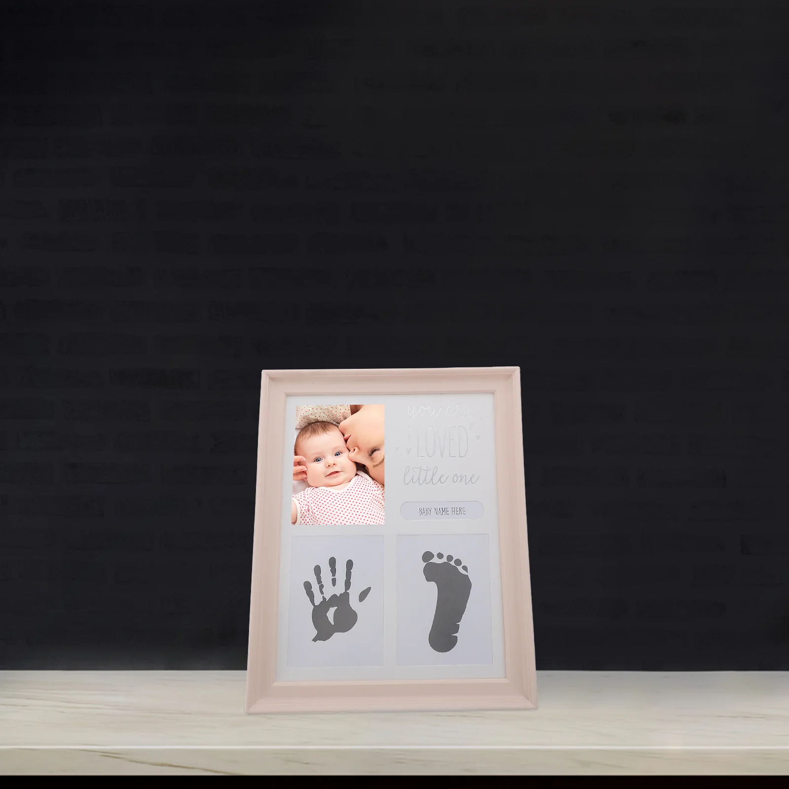 Hand Fuß Stempelkissen Fotorahmen Säugling Handabdruck Andenken Geschenke Bilderrahmen Baby Fußabdruck Kit Kunststoff PVC Neugeborener Junge