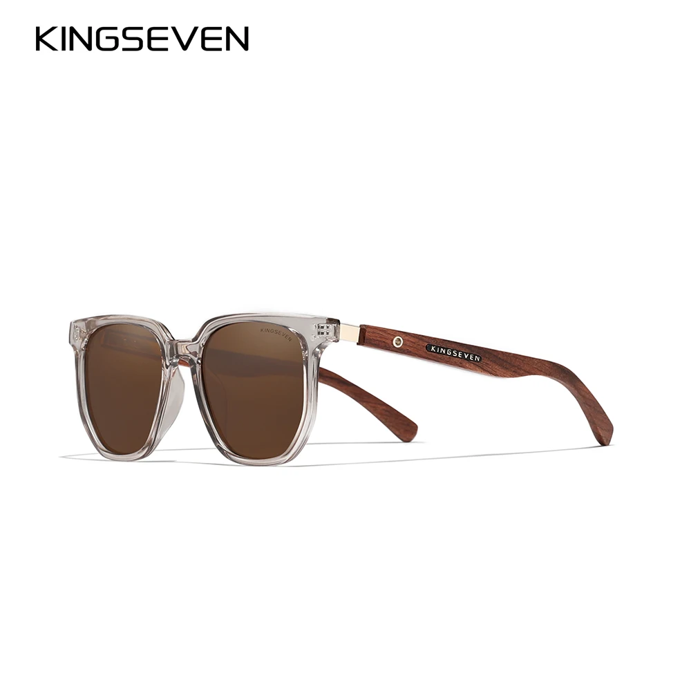 KINGSEVEN Bubinga Wooden Men's Sunglasses Women Polarized Retro Rimless Green Mirror Lens Sun Glasses Handmade Driving Eyewear