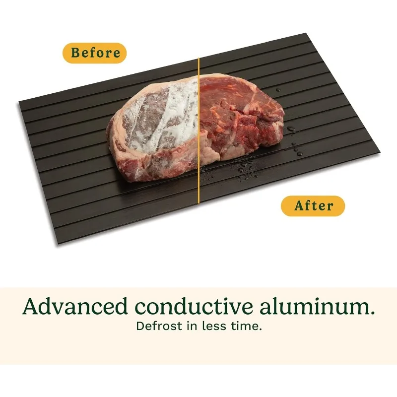 MICHSO صينية إزالة الجليد السريعة سبائك الألومنيوم ذوبان الغذاء صينية إزالة الجليد اللحوم المجمدة صينية طعام الأسماك مع فرشاة أدوات اللحوم #3