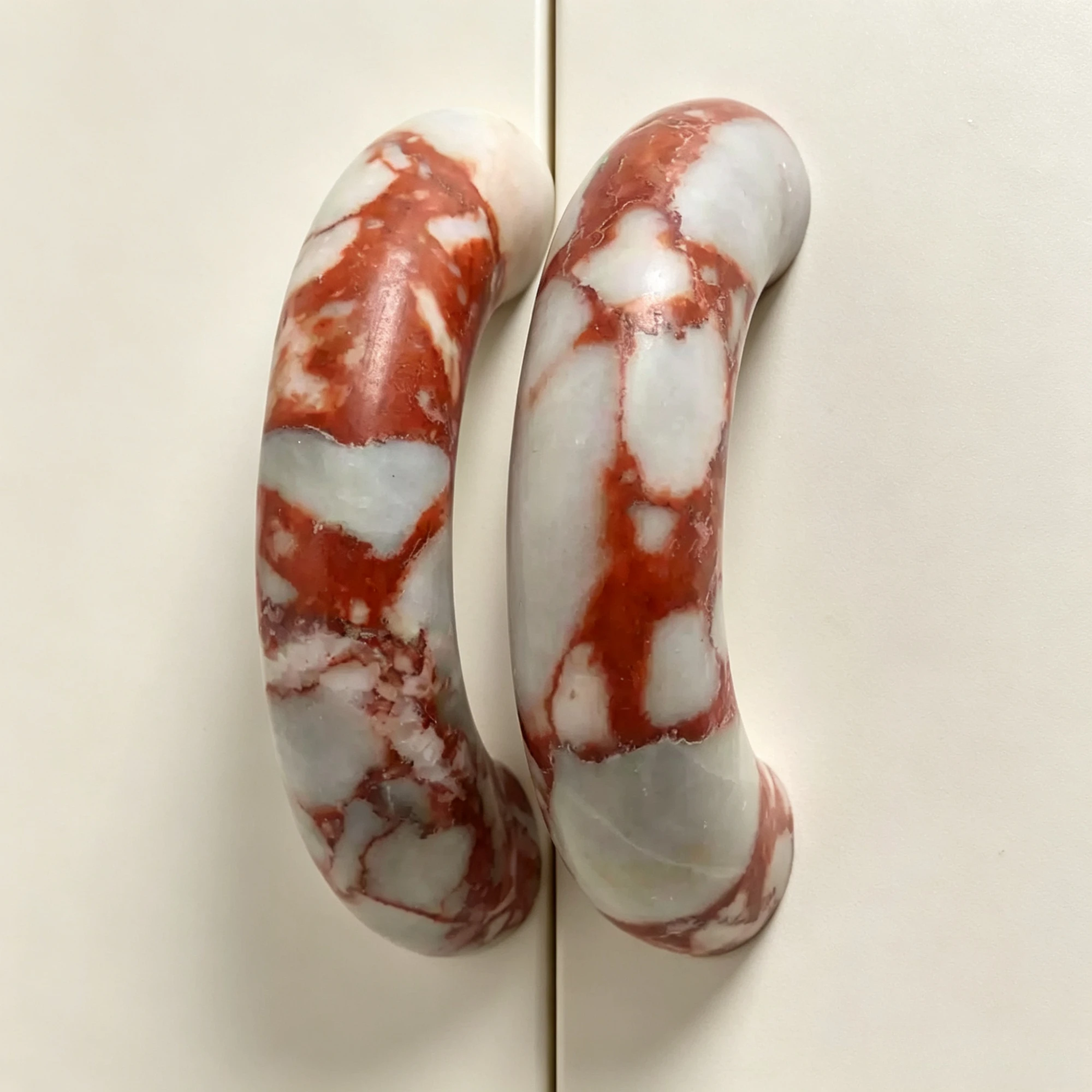 Natural Marble Cabinet Door Handle Art Design Furniture Drawer Pull Calacatta Red Wardrobe Donut Handle Decorative Knob