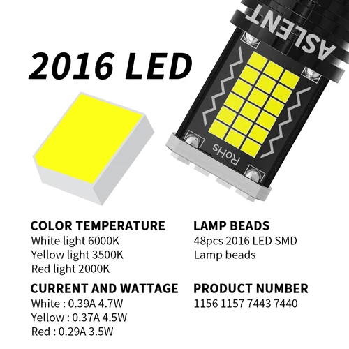 Imagen 2 del producto 2x7440 T20 W21W 7443 W21/5W P27W T25 3157 P27/7W 1156 P21W BA15S PY21W BAU15S 1157 P21/5W bombilla Led para coche luces traseras de coche 12V