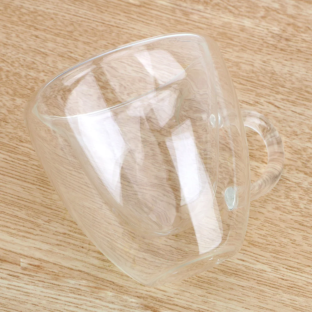 Tea Beer Mug Juice Cup Coffee Cups Mug Gift Double Wall Glass Mug 180ml/240ml Heat-Resisting Drinkware Heart Love Shaped