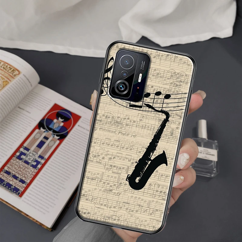 Musical Instruments Saxophone For Xiaomi Mi 11 Lite 9T 10T 11T Pro Case For POCO X3 PRO M3 M4 Pro X3 GT F3 Cover Coque