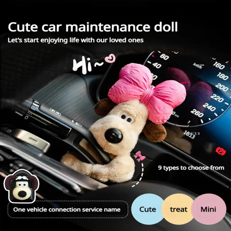 Compact mini car small ornaments cute dog plush doll sense of waiver block car interior decorations supplies wiper turn signals