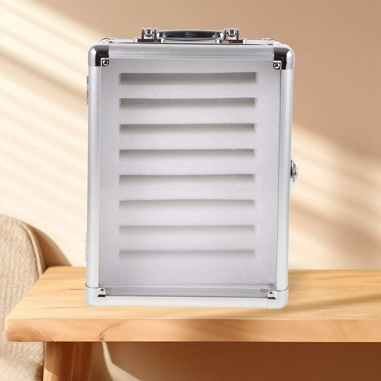 صندوق تخزين الهاتف من سبائك الألومنيوم مصنوع من مادة القطن اللؤلؤي، تصميم قابل للقفل، منظم للهاتف المحمول للمدرسة والمكتب والمنزل #4