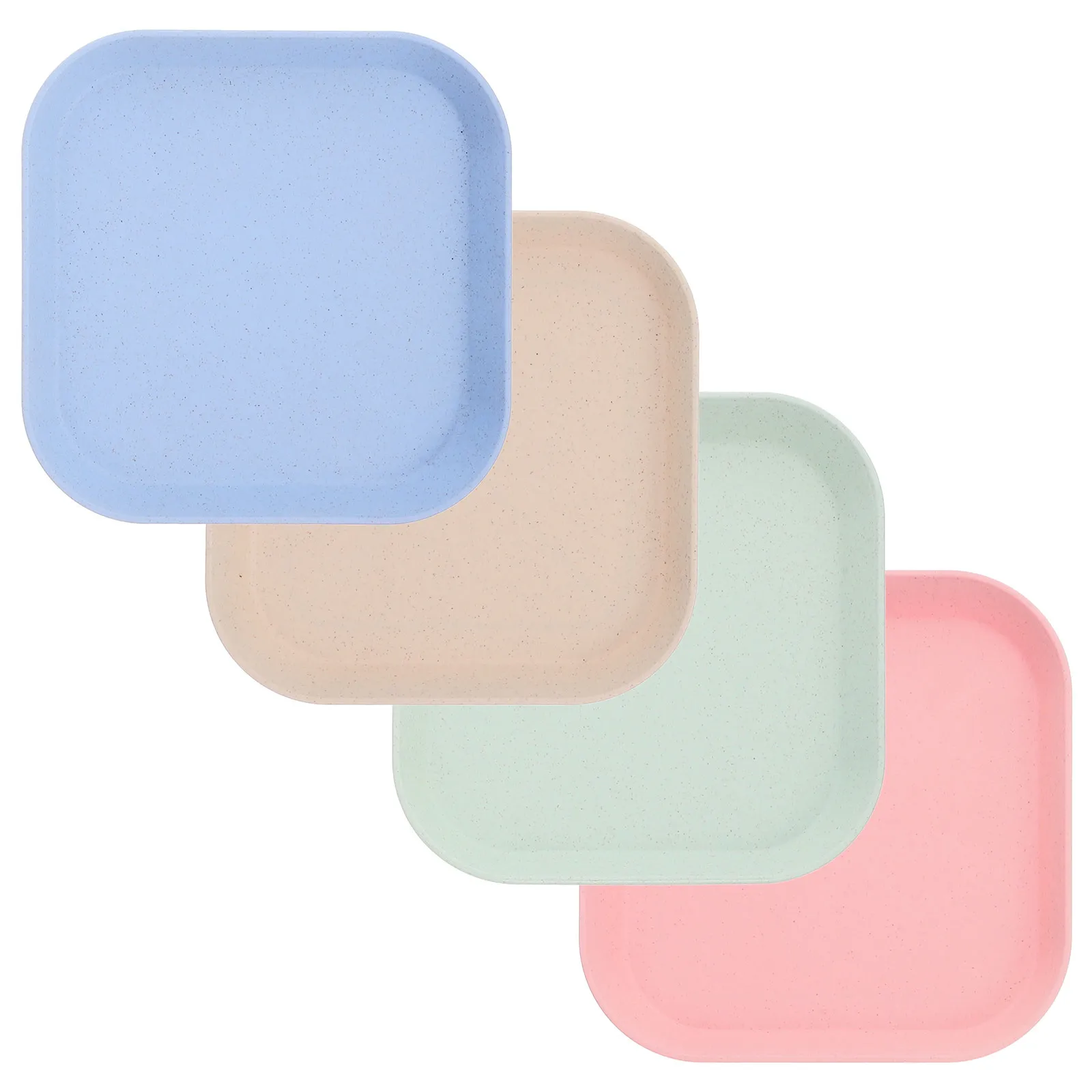 

4pcs Cat Food Dish Shallow Kitten Ergonomic Non-Slip Stackable Pet Feeding Bowl For Indoor Outdoor Use Square Cat Plate Pet Bowl