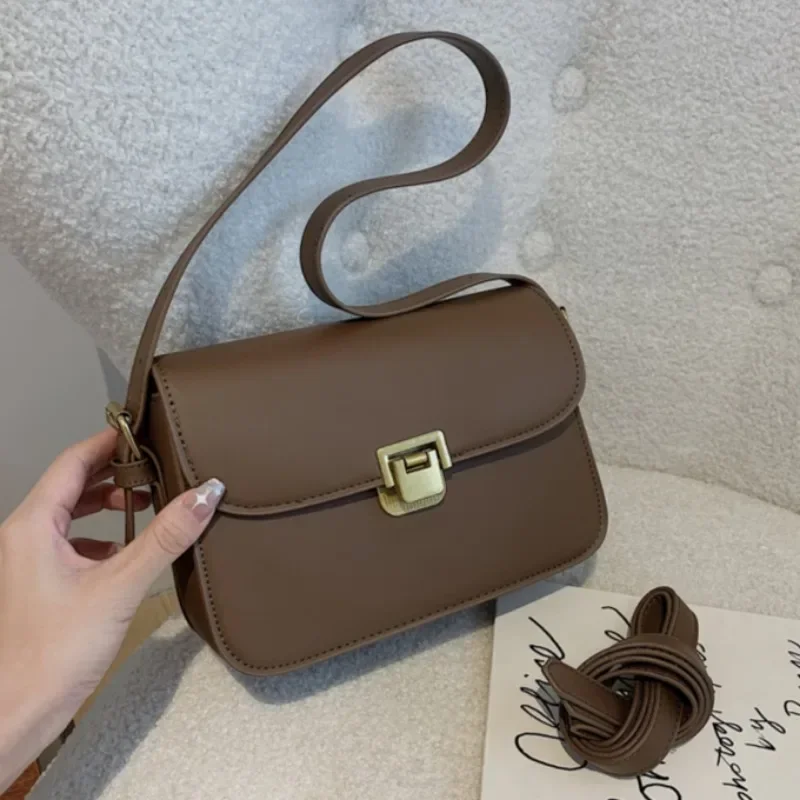 Bolso cuadrado De PU liso informal, superventas, bolso De hombro versátil para ir al trabajo, bolso cruzado De moda para Mujer, Bolsas De Mujer