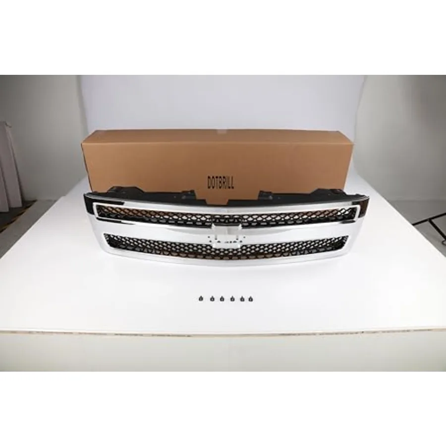 Chrome Grille with Black Insert for Chevrolet Silverado 1500 Hybrid 20092013 and XFE 20102013 Compatible with LS LT LTZ WT Mode