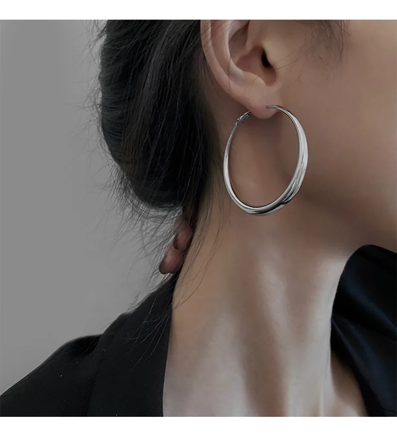 Fashion Exaggerated Big Circle Hoop Earrings for Women Statement Jewelry Smooth Circle Earrings Femme Boucles D'oreilles - detail 7