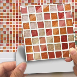 10pcs/set 10/15/20/30cm Colorfu Mosaic Hard Tiles Wall Sticker Kitchen Bathroom Floor Decoration Wallpaper Thicken PVC Art Mural