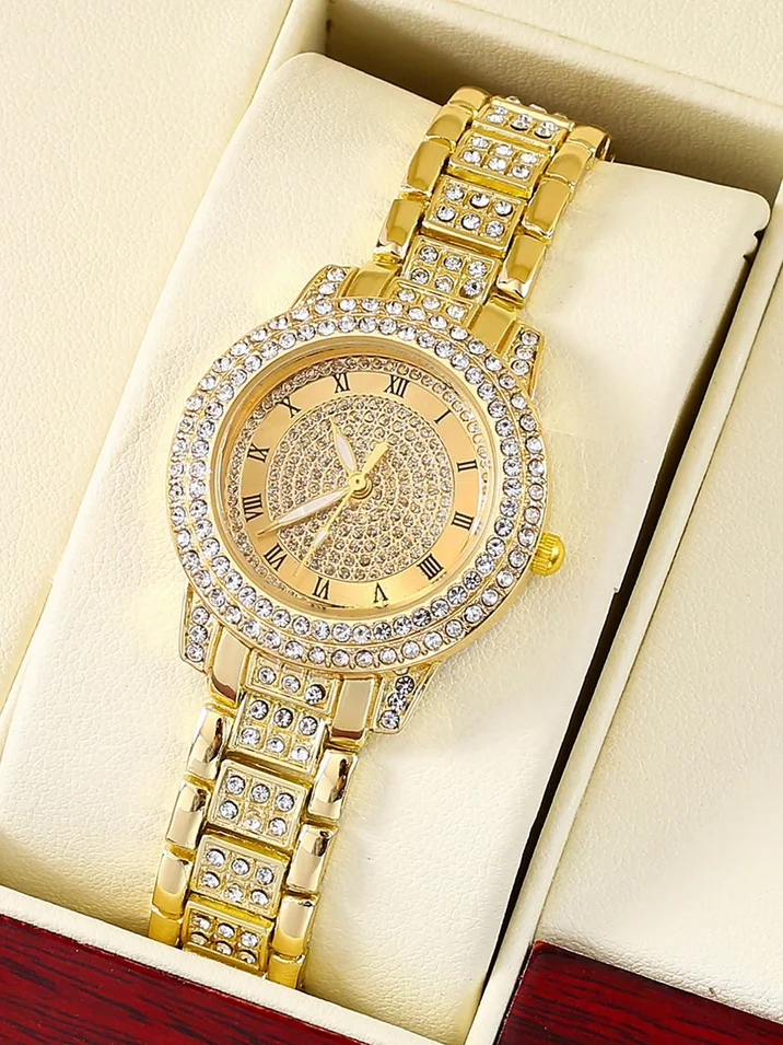 1pc-Roman Patterned Women's Quartz Watch, Women's Watch, Starry Sky Bracelet, Quartz Watch