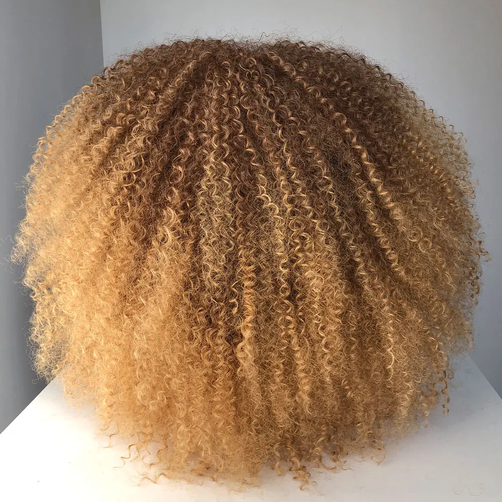 GEMBON Hair Brown Copper Ginger Short Curly Synthetic Wigs for Women Natural Wigs With Bangs Heat Resistant Cosplay Hair Ombre