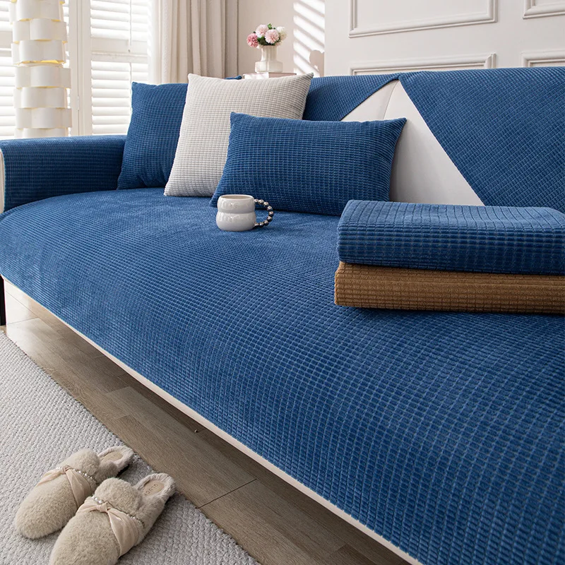 Nordic Corn Kernels Waterproof Sofa Cushion Solid All Season Universal Anti Slip Sofa Cover Vintage Style Easy-Care Cloth Towel