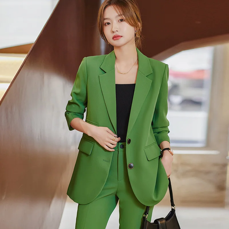 

High Quality Fabric Spring Summer Formal Women Business Suits with Pants and Jackets Coat Professional Pantsuits Trousers Set