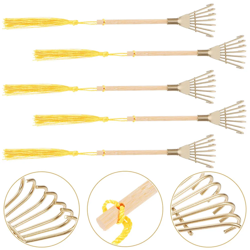 

6pcs Miniature Iron Rake Decor Tabletop Zen Garden Metal Tooth Handheld Tool Small Meditation Rake For Home Office Study Decor