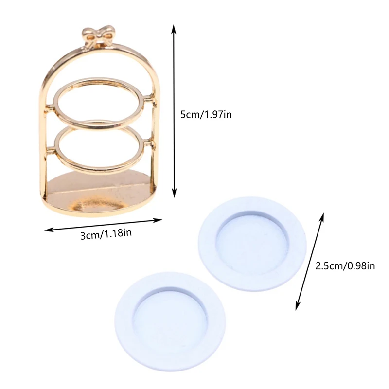 ミニチュア金属デザートスタンドプレート 1:12 ドールハウスキッチンホームモデルの装飾おもちゃドールハウスアクセサリー