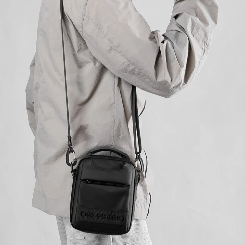 

Casual Men Crossbody Bag Large Capacity Multi-Pockets Wearable Belt Hanging Bag Nylon Square Small Shoulder Bag Outdoor