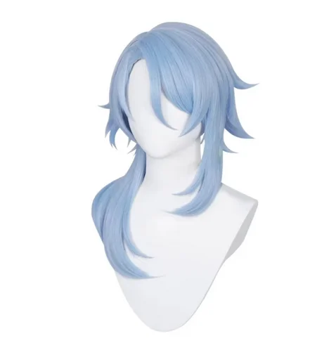 Kamisato Ayato Cosplay Wig Anime Ice Blue Heat Resistant Synthetic Wig Heat Resistant Wig for Halloween Party