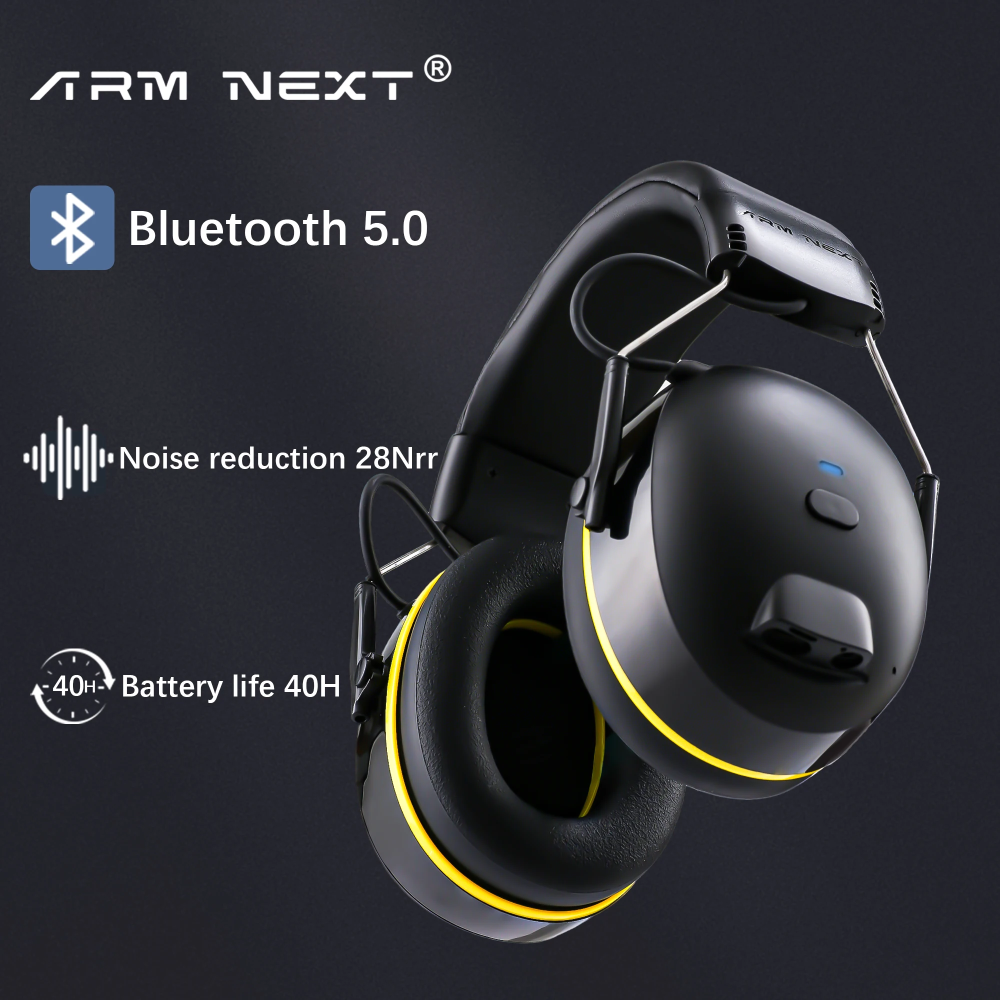 

Shooting Earmuff Connect Hearing Protector with Bluetooth Technology 28dB NRR Ear protection for Mowing Construction Work Shops