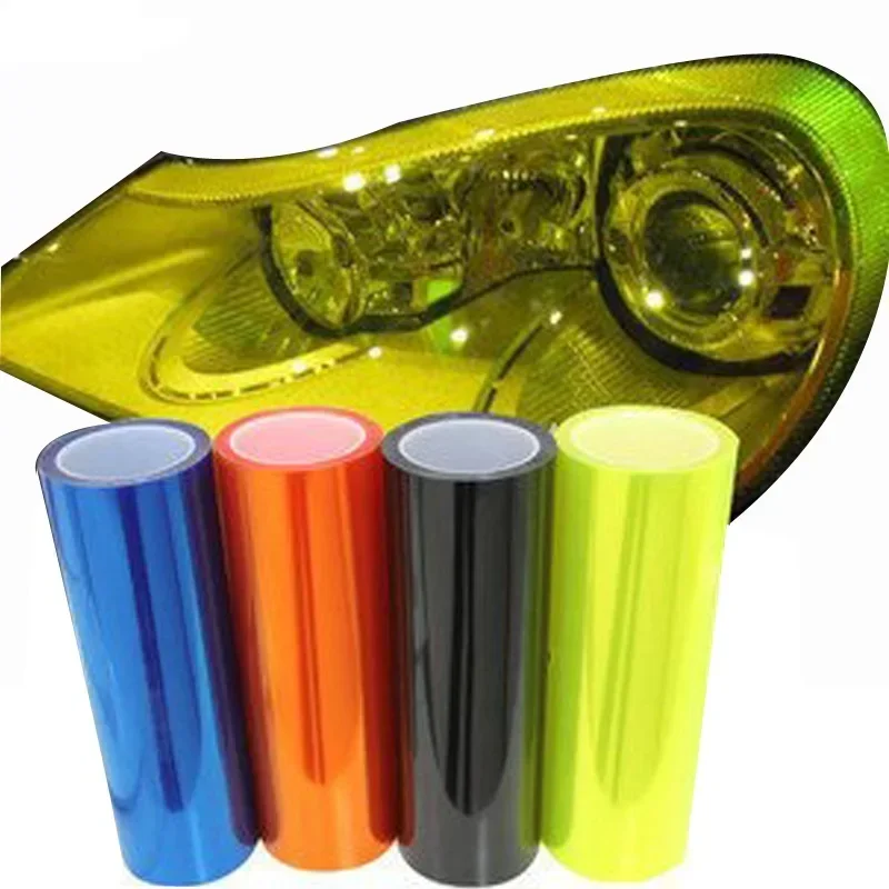 

30*200cm Car Light Sticker Lamp Film Self Adhesive Fog Light Headlight Taillight Tint Vinyl Change Color Films 3 Layer Golden