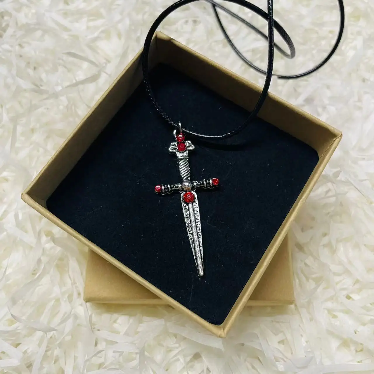 Godric Sword Model Pendant Necklace Box 2Pcs Set Horcrux Destruction Sword Halloween Cosplay Accessories Christmas Gift Present