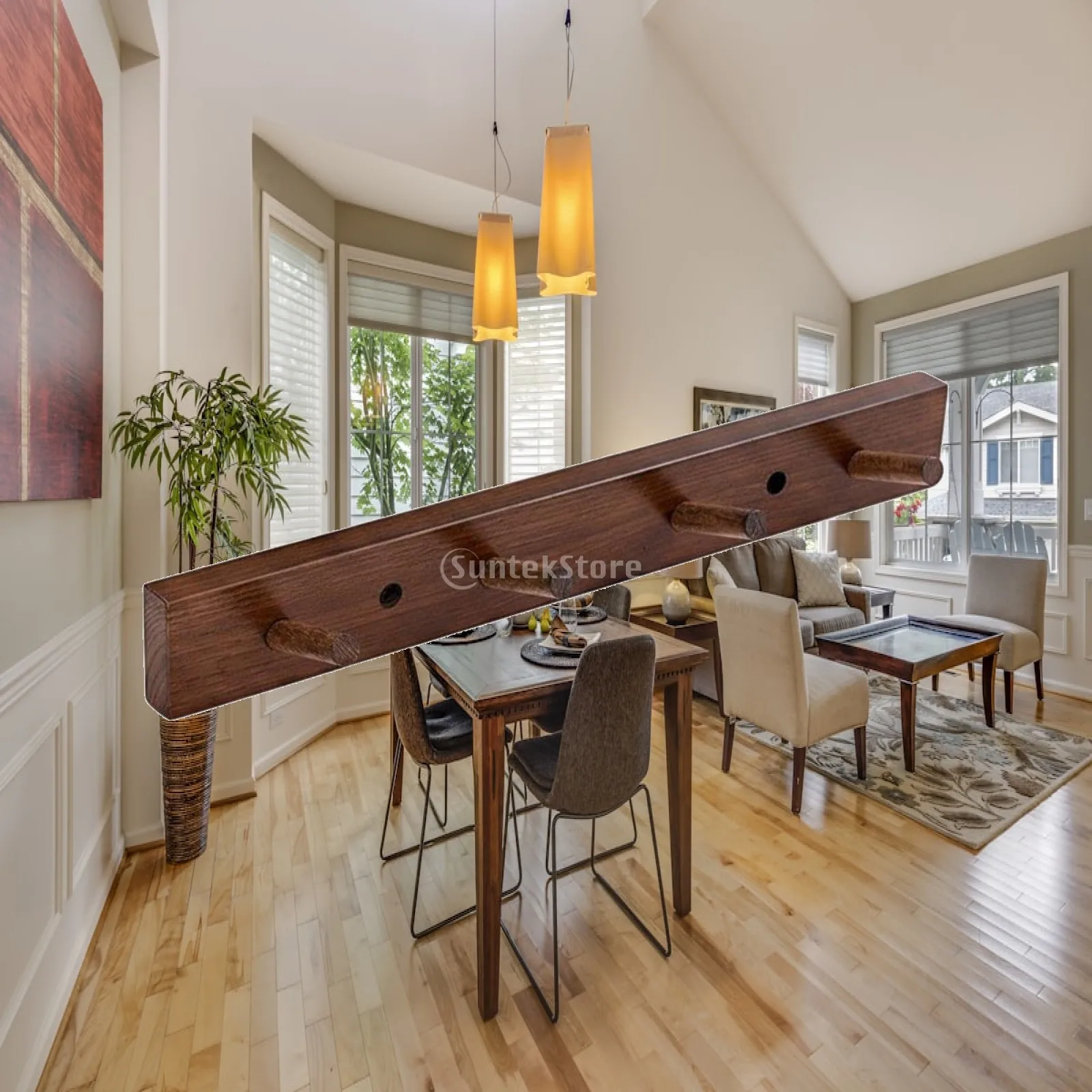 Hickory Wood Wall Hanger for Jackets and Scarves Compact Design for Hallway or Office