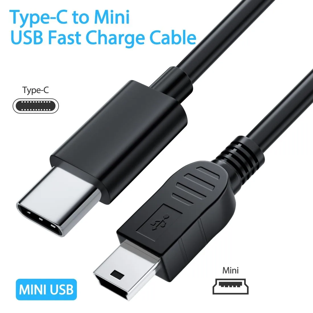 Type-C to Mini USB Cable USB C to Mini 5Pin OTG Fast Data Sync Charger Cable for MP3 MP4 Player Car DVR GPS Digital Camera HDD