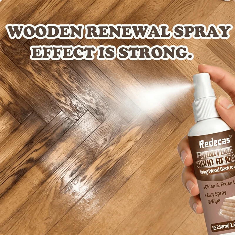 REDECAS 50ml Wood Polish Cleaner, Remove Dark Spots Scratches, Restore Shine for Cabinets Tables Floors