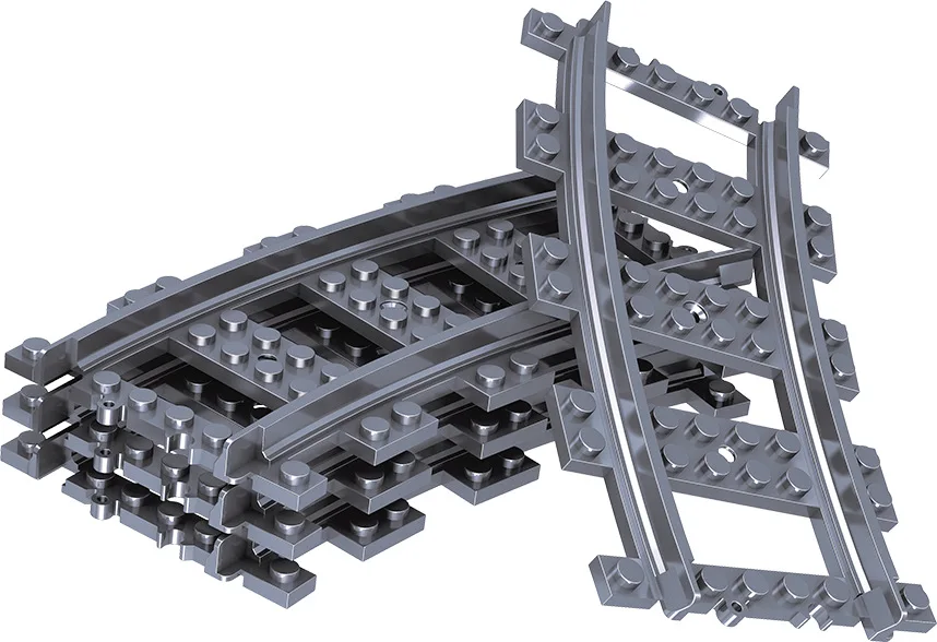 Stadt Zug Gleise DIY MOC Set Gerade Gebogene Flexible Schienen Schalter Gabel Bausteine Kreative Spielzeug für Kinder Modell Montage – Detail 12