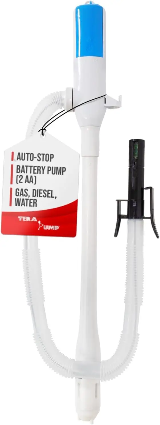 Automatic Portable Battery Operated Fuel Transfer Pump w/Auto Stop Sensor & Nozzle Clip, Powerful Hand Fuel Pump- Quick Liquid