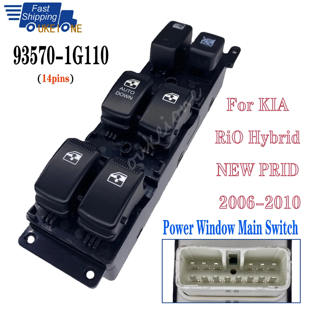

93570-1G110 For Kia Rio 2006 2007 2008 2009 2010 Front Left Electric Power Window Switch lifter Control regulator Button Parts