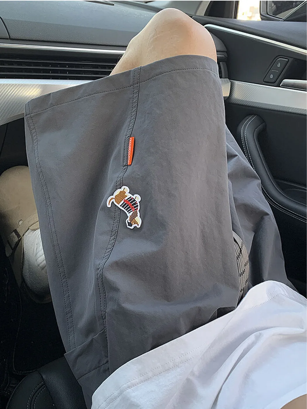 

Fun Sausage Dog с вышитым логотипом Qui Dry Sport orts Мужские летние свободные повседневные брюки с боковым вырезом Four Five Split из полиэфирного волокна