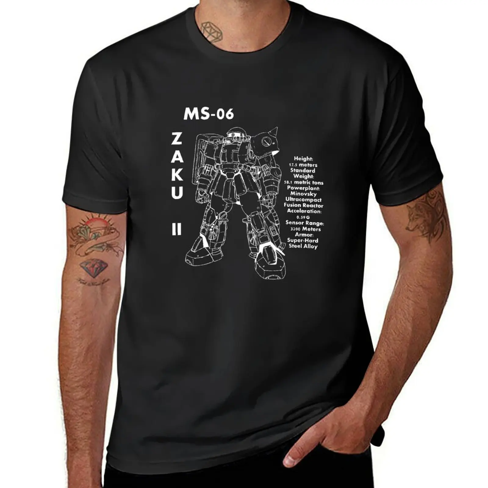 

Zaku II Tech Specs T-Shirt plus sizes summer clothes Personalized t-shirt mens funny t shirts