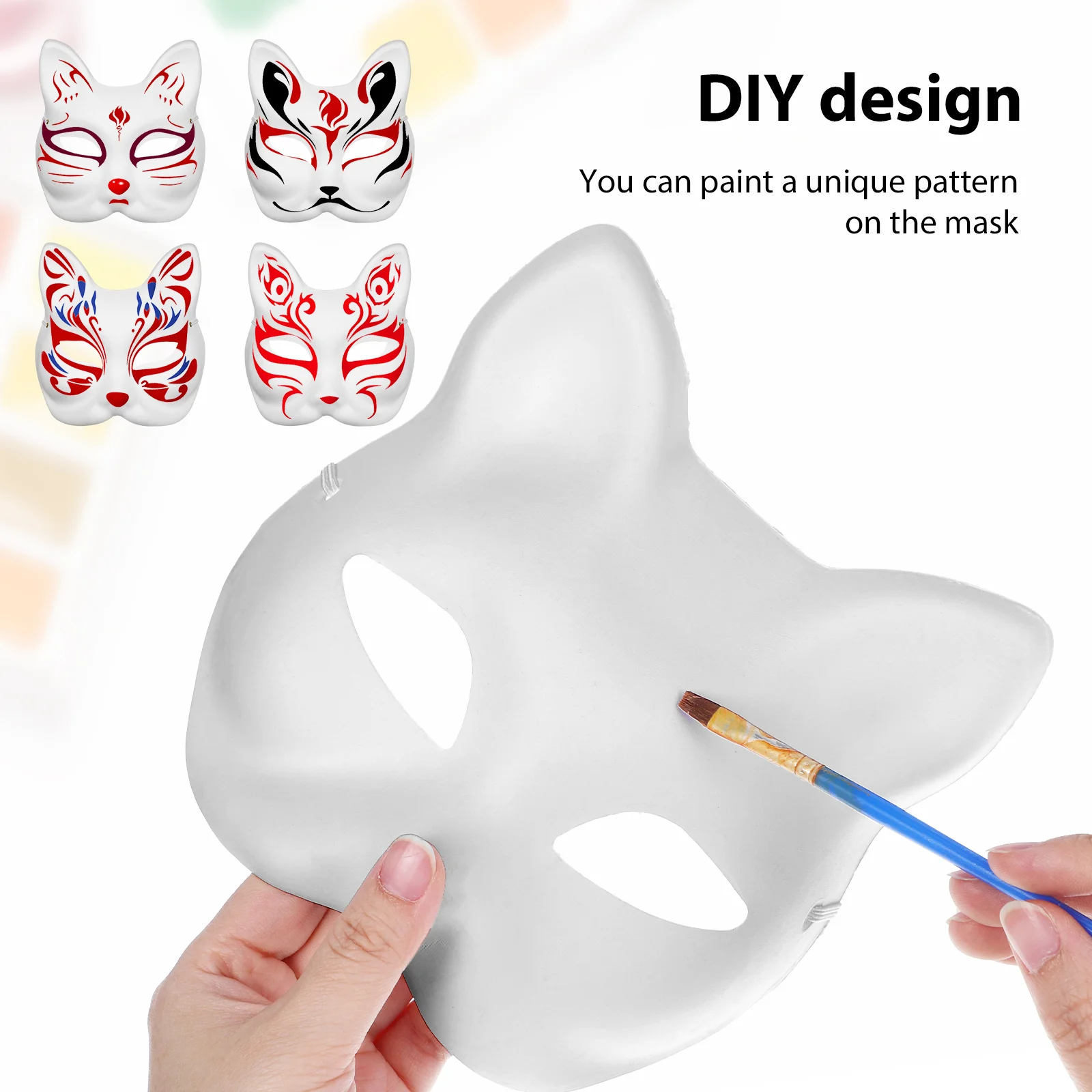 10 pezzi fai da te maschere per gatti bianchi maschera di polpa costume decorazioni per feste vuote carta bambino