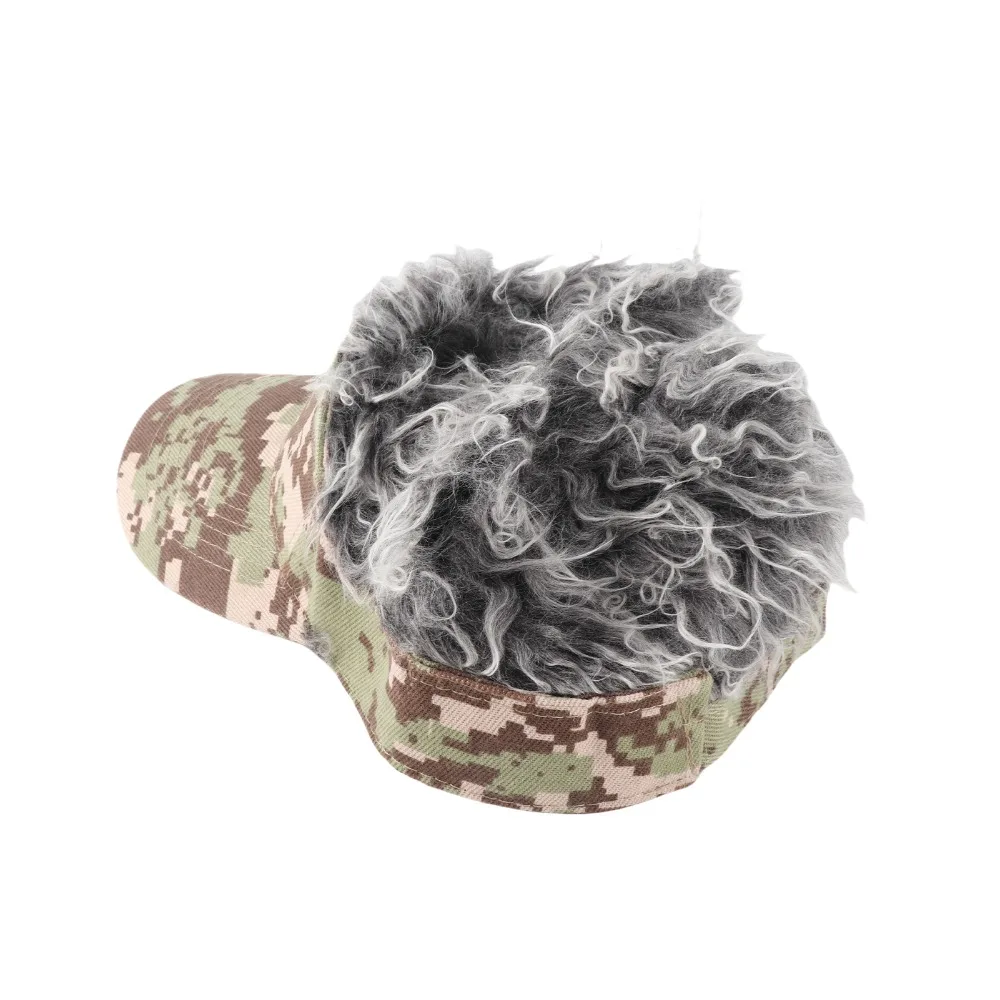 Green Digital Wig Integrated Baseball Cap Coffee Head Circumferences 560-620mm Funny Hip Hop Prank Wig Hat