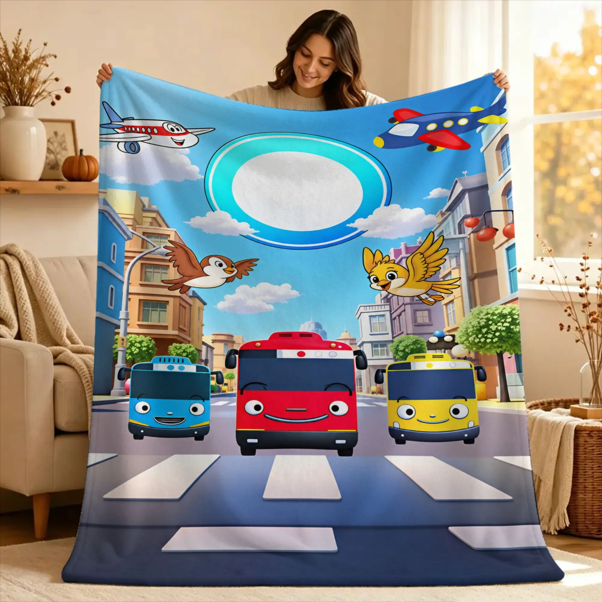 T-Tayo the L-Little Bus  Blankets  Soft Warm Funny Plush Throw Blanket For Couch Chair Picnic Flannel Bedspread Bed Cover