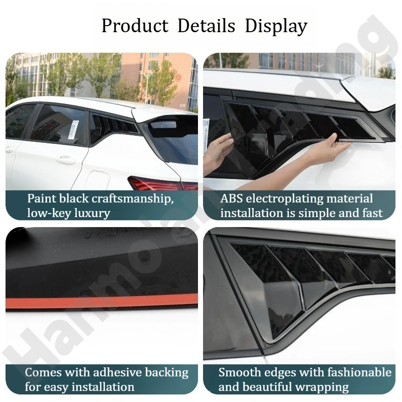 for Geely Coolray 2019~2025 Rear window louver stickers/rear triangular glass window trims/modification accessories