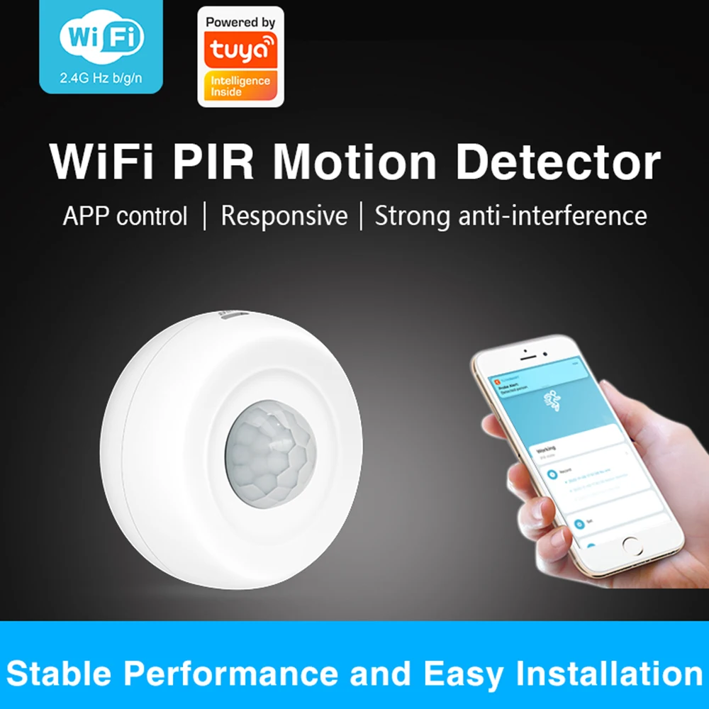 Tuya Smart Life WiFi USB Battery Powered Security Burglar Alarm Infrared Movement Human Body Alexa PIR Motion Sensors Detector