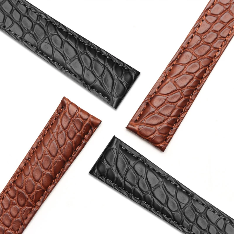 Alligator Leather Watch Band For Car-tier TANk SOLO RONDE DE Crocodile Skin Watchband Folding Buckle Strap Accessories Bracelet